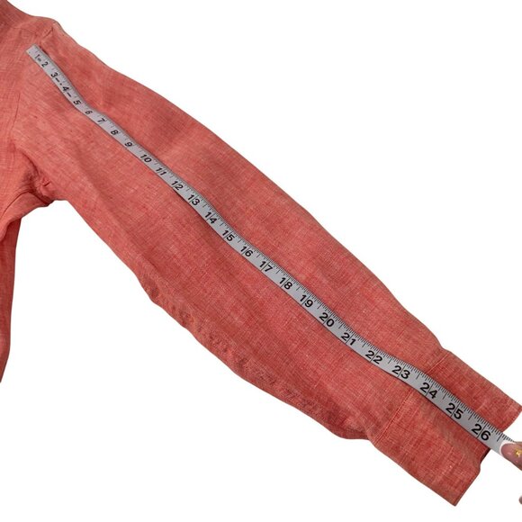 Claiborne Mens Red Long Sleeve 100% Linen Dress Shirt Size XL Button-Up Slim Fit - Picture 7 of 10